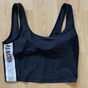 P.E. Nation black sport bra side logo, size L